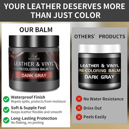 Leather Recoloring Balm and Scratch Repair Kit, Dark Gray Leather Restorer - Image 2