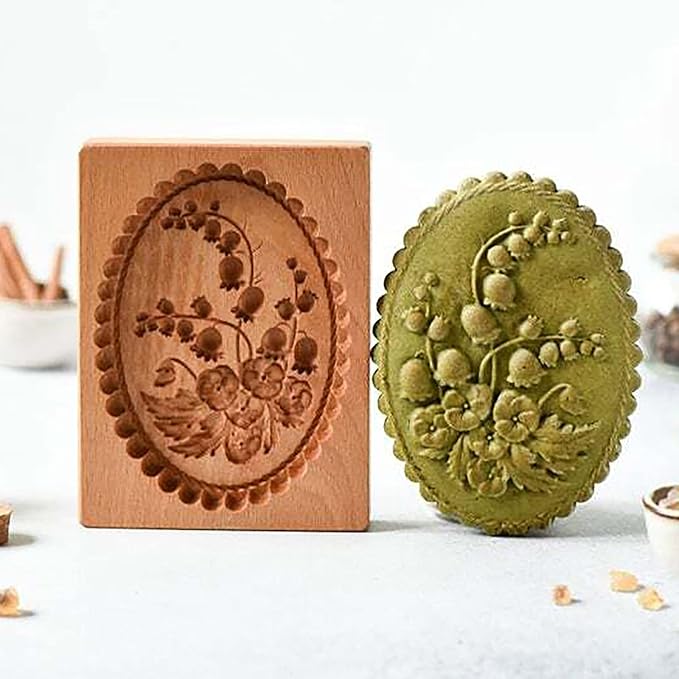 Wooden Cookie Biscuit Mold, 3D Baking Mold, Embossing Craft Decorating Baking Tool, Suitable for Halloween Thanksgiving Christmas Kitchen DIY (Violet 10 * 10 * 2)