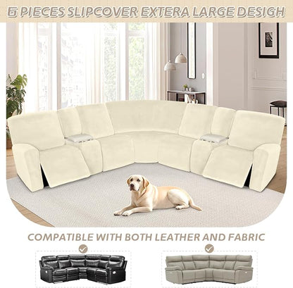Arfntevss Sectional Recliner Couch Covers Velvet Washable Corner Sectional Sofa - Image 3