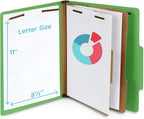 10 Green Classification Folders, 2 Divider, 2 Inch Tyvek expansions, Durable 2 Prongs Designed to Organize Standard Medical Files, Law Client Files, Office Reports, Letter Size, Green, 10 Pack