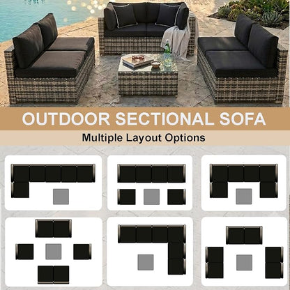 KIGOTY 7-Piece Patio Furniture Set, All-Weather PE Rattan Outdoor Sectional Sofa - Image 4
