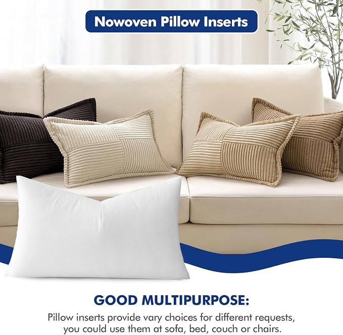 MIULEE Pillow Insert 12x20 Inch Decorative Rectangle Throw Pillow Insert | - Image 4