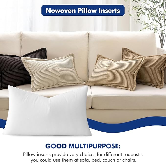 MIULEE Pillow Insert 16x26 Inch Decorative Rectangle Throw Pillow Inserts | - Image 4