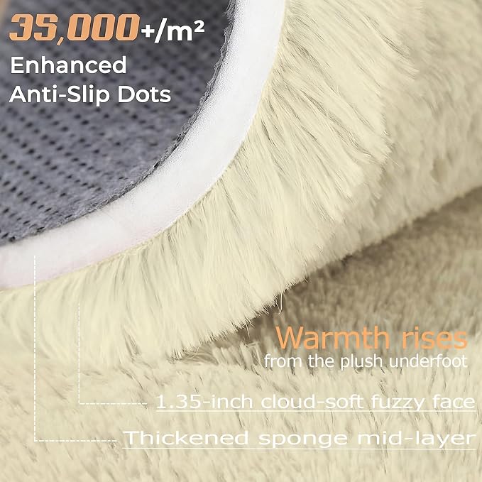 2x6 Runner Rug for Bedroom: Fluffy Shag Soft Washable Rugs Small Fuzzy Plush - Image 4