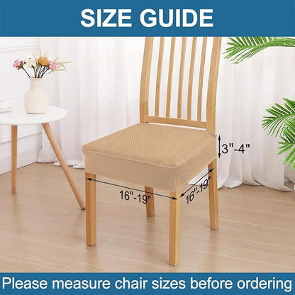 Smiry Waterproof Seat Covers for Dining Room Chairs Set of 8, Stretch Jacquard - Image 2