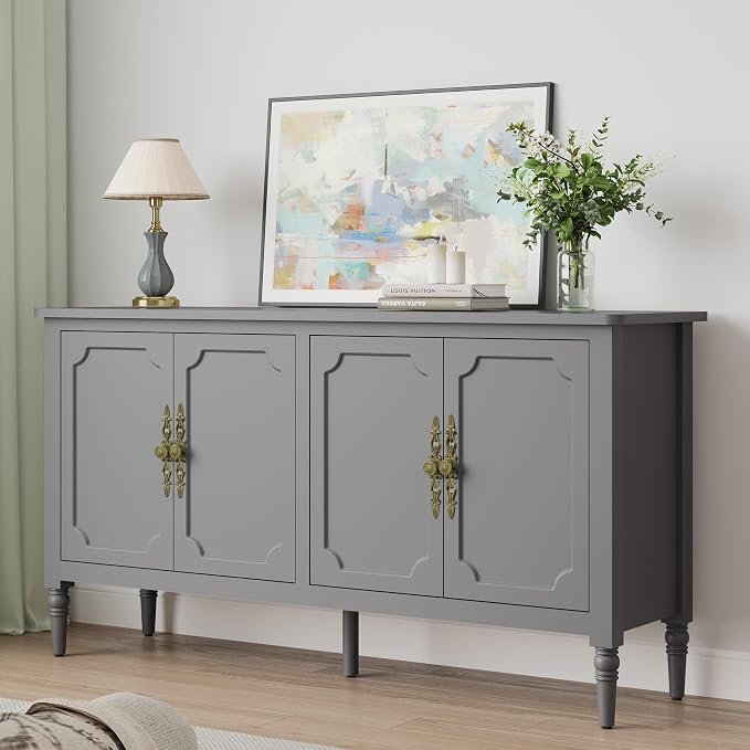 FansaFurn Sideboard with 4 Doors, Mid-Century Console Table with Adjustable by FansaFurn