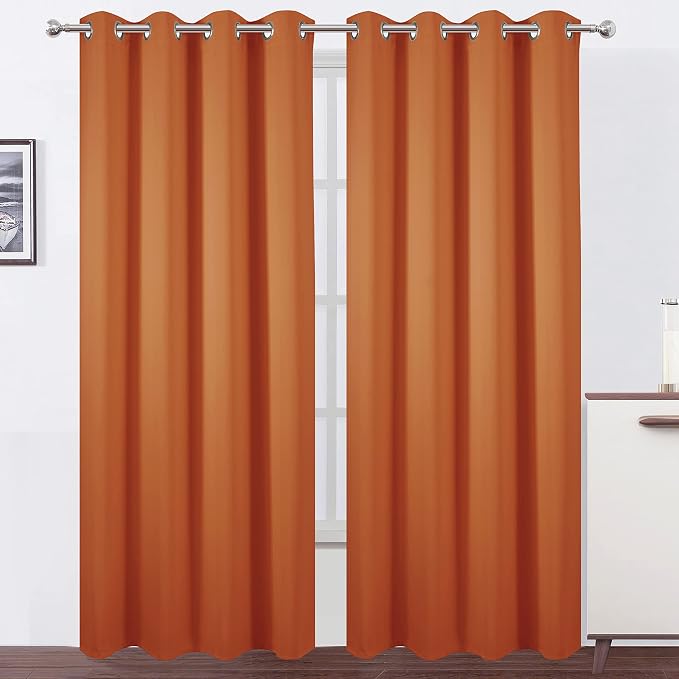 Blackout Curtains 66 x 84 inch/Orange Curtains Set of 2 Panels/Thermal by Lemomo