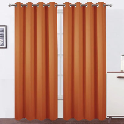 Blackout Curtains 66 x 84 inch/Orange Curtains Set of 2 Panels/Thermal by Lemomo