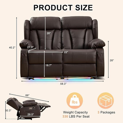 58.3" Reclining Loveseat Sofa, RV Loveseat Recliner Couch - Image 2