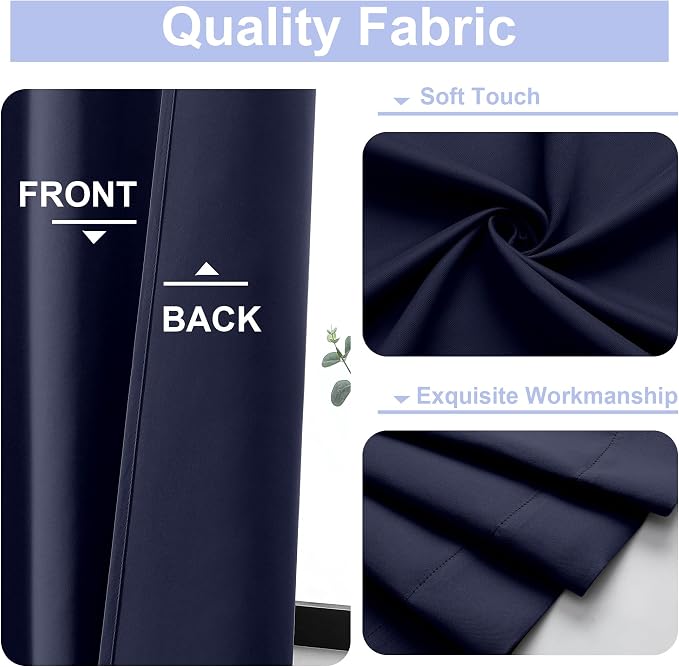 Simplebrand Ava Navy Blue Short 36 Inches Blackout Curtain 2 Panels Set - Image 3