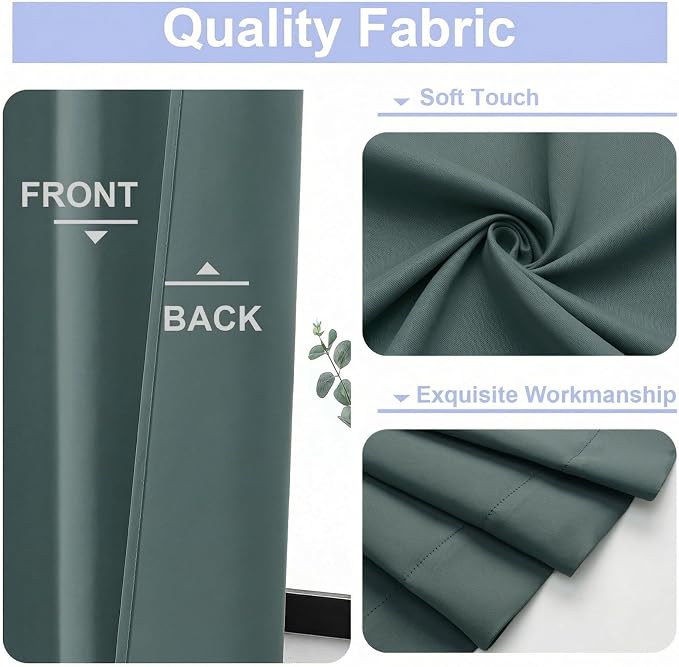 Simplebrand Ava Dark Green Short 36 Inches Blackout Curtain 2 Panels Set - Image 3