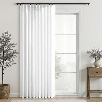 Topfinel 105 Inches Long Pinch Pleated Semi Sheer Curtains by Topfinel