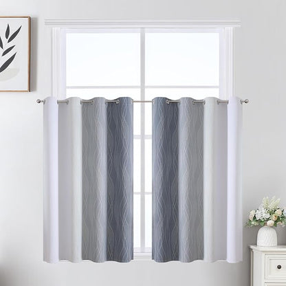 Grey and Greyish White Ombre Blackout Curtains - Image 2
