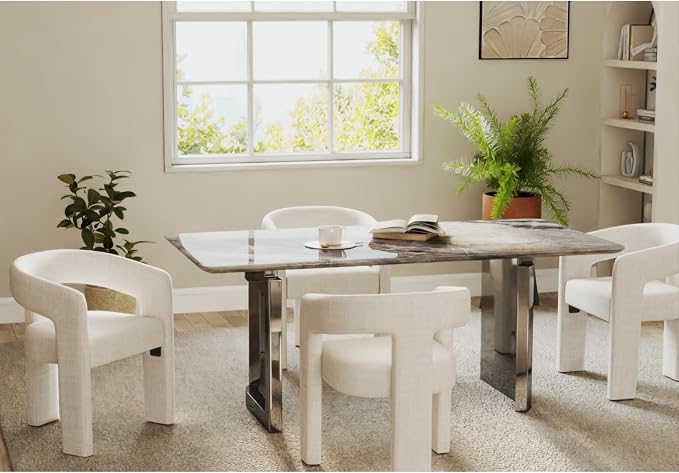 VESCASA Linen Barrel Dining Chair - Image 2