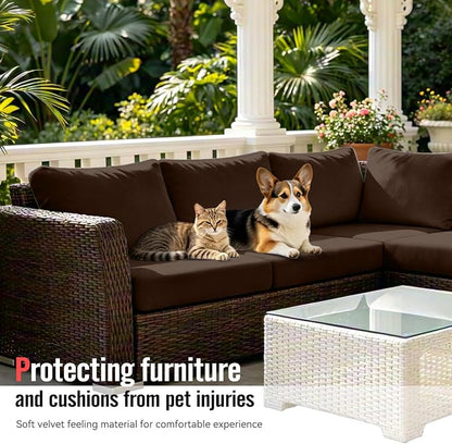 8Pcs Outdoor Cushion Covers, Stretch Patio Furniture Couch Chair Slipcovers | - Image 6