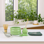 Goldmeet Matcha Set 7 Pcs Matcha Green - Japanese Tea Ceremony Kit with Bowl, Whisk, Holder, Scoop, Strainer - Matcha Gift Set