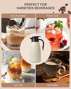 70 Oz Stainless Steel Coffee Carafe, Keeps Hot Beverages for 12 Hours, Double Walled Vacuum Insulated Carafe (White)