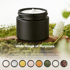 2 oz Glass Jars with Lids, Bumobum 48 pack Black Cream Jars with Black Lids, Black and White Labels & Inner Liners, Empty Cosmetic Containers for Cream, Lotion, Ointment