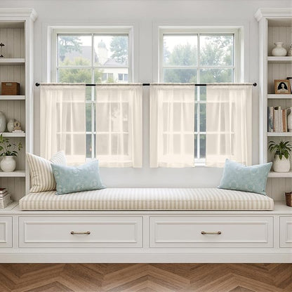 MIULEE Light Beige Sheer Curtains 63 Inches Long 4 Panels 42 x 63 Inches | - Image 5