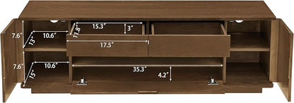 LKTART 59" Mid-Century Modern TV Stand, Solid Wood Veneer Entertainment Center - Image 4