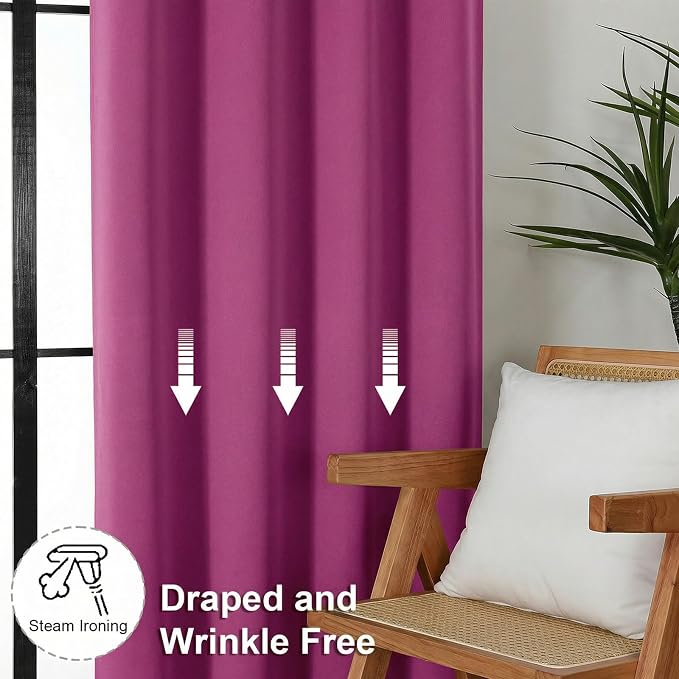 Simplebrand Ava Hot Pink Short Blackout Curtains - Image 8