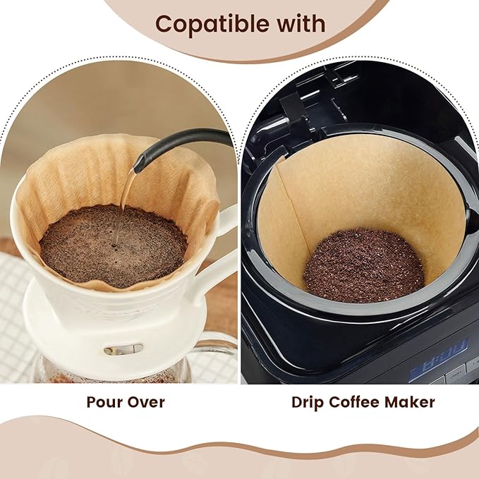 Coffee Filters 160 Count, Size 04 Cone Filters 8-12 Cup, Unbleached Disposable Natural Paper Filters, 04 Cone Filters For Pour Over and Drip Coffee Maker