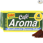 Café Aroma Decaf Dark Roast Espresso Ground Coffee, Authentic Cuban Style Coffee, Vacuum Sealed, 8.8oz, Perfect for Hot and Iced Coffee, 4-Pack