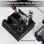 PUSEE Espresso Knock Box & Tamp Station, 9 in 1 Espresso Organizer, Fit 51,54,58MM Tamper, Distributor, Portafilter & Puck Screen Accessories, Detachable Knock Box