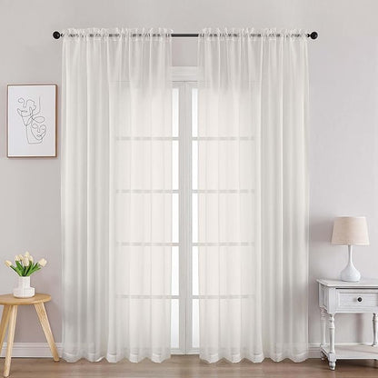 Chyhomenyc Ivory Sheer Curtains 84 Inches Long by Chyhomenyc