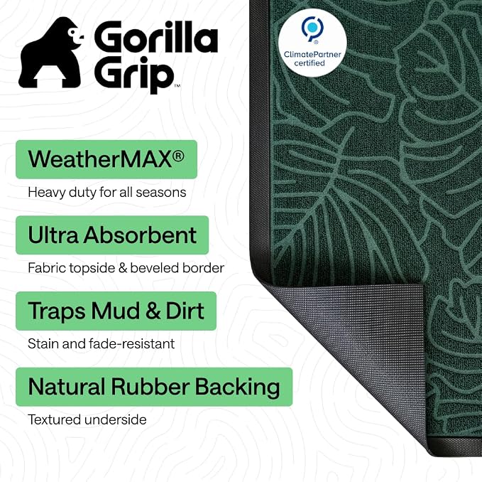 GORILLA GRIP 100% Waterproof All-Season WeatherMAX Doormat US Designed Natural - Image 3