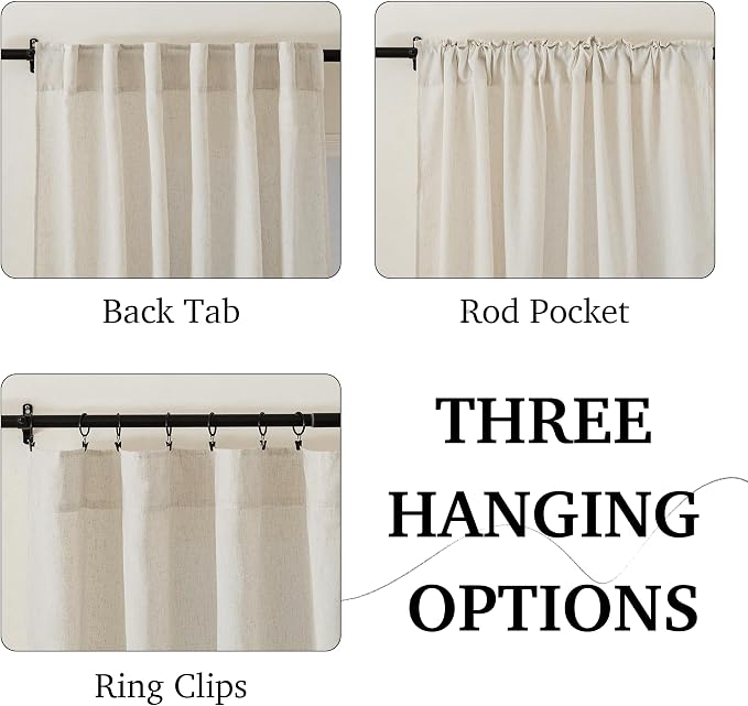 RYB HOME Farmhouse Boho Linen Sheer Curtains 90 inches Long - Image 2