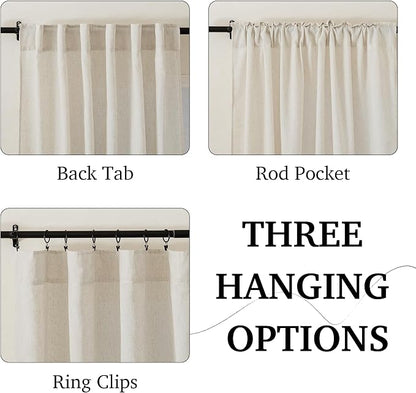 RYB HOME Farmhouse Boho Linen Sheer Curtains 90 inches Long - Image 2