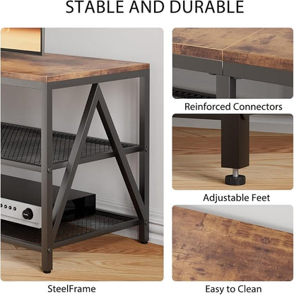55 inch TV Stand with 3-Tier Open Shelf, Entertainment Center with Power - Image 7