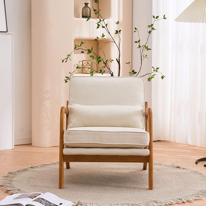 VINGLI Cozy Living Room Chairs, Mid Century Modern Armchair Upholstered Reading - Image 7