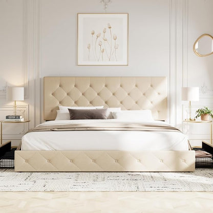 Allewie Upholstered King Size Platform Bed Frame - Image 3