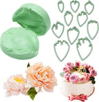KALAIEN Flower Silicone Mold, 10 Pcs Gumpaste Cutters, 2 Pcs Peony Petal Fondant Veining Molds for Sugarcraft Flower Decorating Mold