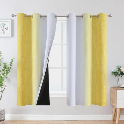 Yellow and Greyish White Ombre Blackout Curtains by ESTELARTEXTILER