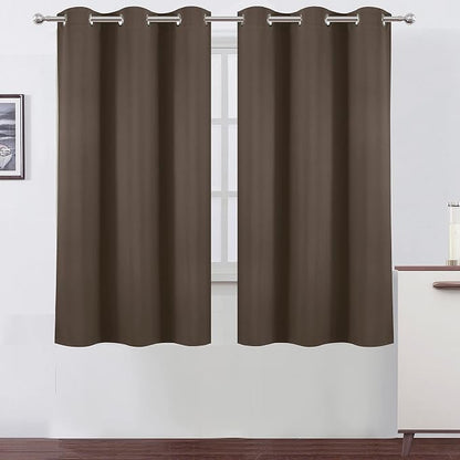 Chocolate Brown Blackout Curtains 42 x 63 Inch Length/Set of 2 Curtain by Lemomo