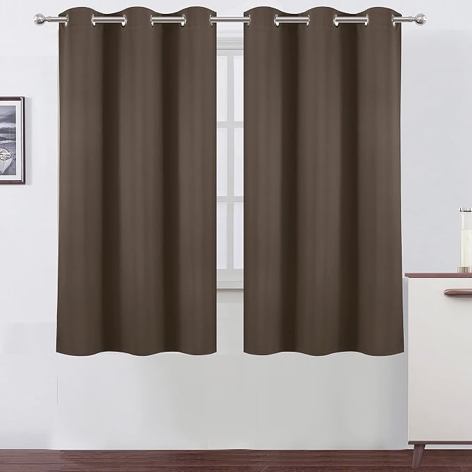 Chocolate Brown Thermal Blackout Curtains/38 x 63 Inch/Set of 2 Panels Room by Lemomo