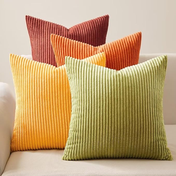 Topfinel Fall 20x20 Set of 4 Couch Decorative Pillow Covers, Modern Burnt by Topfinel