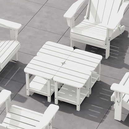 SERWALL Double Adirondack Side Table Set of 4, End Table- White by SERWALL