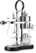 Diguo Belgian/Belgium Luxury Royal Family Balance Syphon Coffee Maker/Siphon Coffee Brewer (Silver - Black Column with Round Handle)