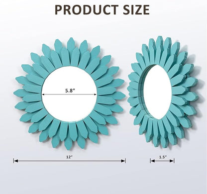 Honiway Beach Wall Decor Mirror 12 inch Wood Coastal Wall Decor Sunburst Boho - Image 7