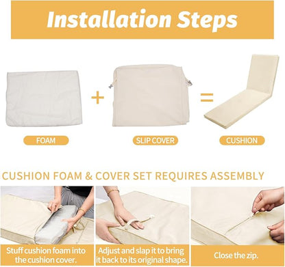 Outdoor Chaise Lounge Cushions for Patio, Waterproof Replacement Seat Cushions - Image 6