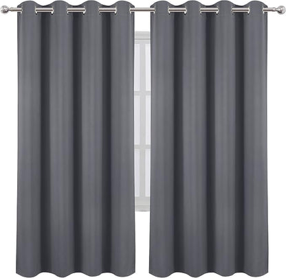 Grey Thermal Blackout Curtains/52 x 72 Inch/Set of 2 Panels Room Darkening - Image 2