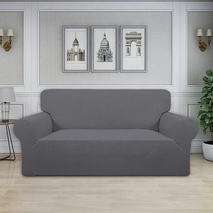 Easy-Going Stretch Oversized Loveseat Couch Covers Washable Grey | 1-Piece - Image 2