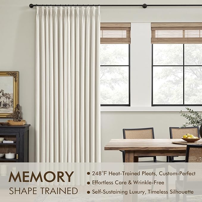 MIULEE Natural Extra Wide Pinch Pleated Blackout Curtains 60x90 Inches | Memory - Image 3