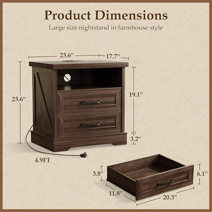 AODK 24 Inch Farmhouse Nightstand - Image 2