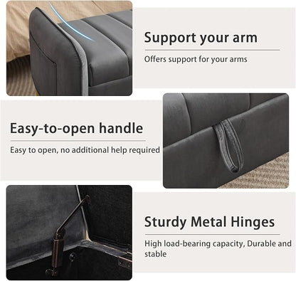 End of Bed Storage Bench, Storage Ottoman Bench - Image 6