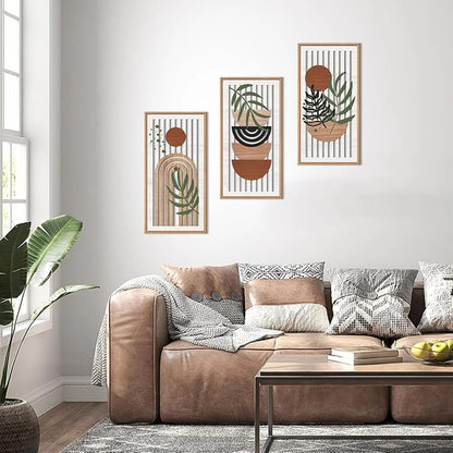 IARTTOP Boho Mid-century Modern Wood Wall Art 8x16 Inch Framed Bohemian - Image 6